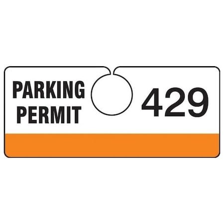 Accuform Parking Permit Tag, Numbered 900-999, Orange, 2in x 4.75in, Laminated PF-Cardstock, 100PK TNT429ORK